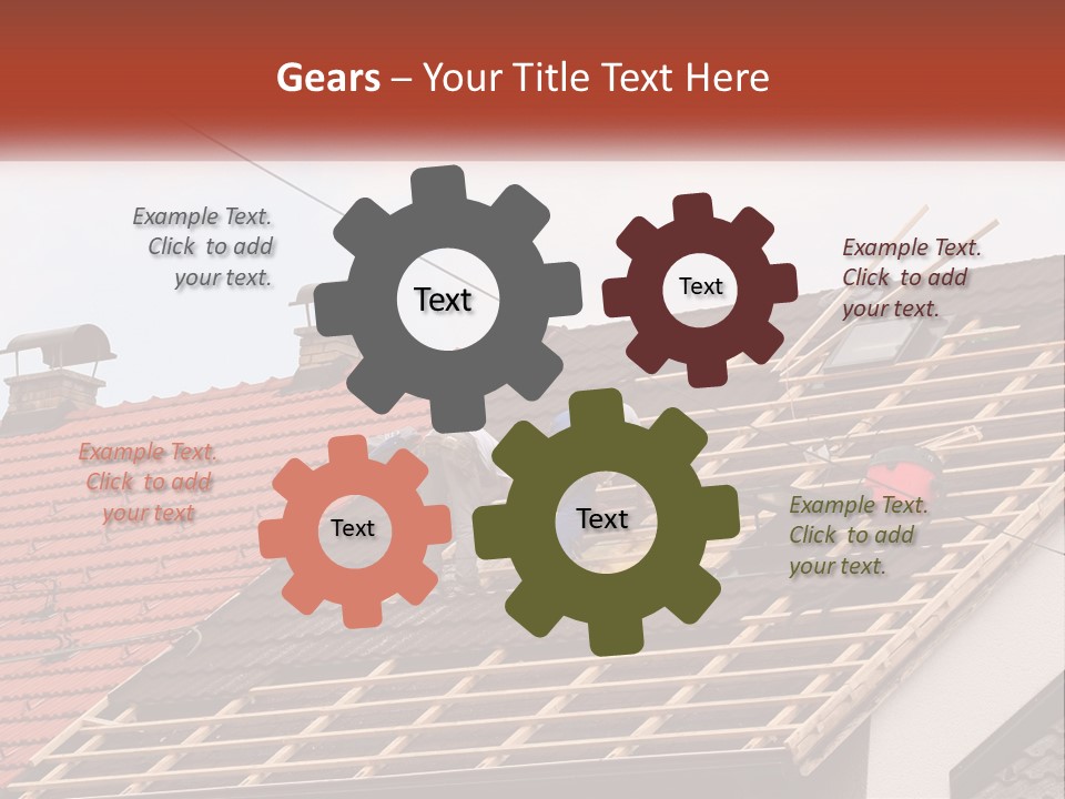 Two Men Working On The Roof Of A House PowerPoint Template