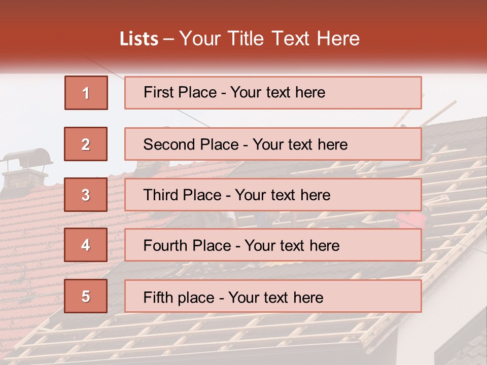 Two Men Working On The Roof Of A House PowerPoint Template