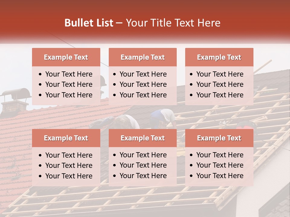 Two Men Working On The Roof Of A House PowerPoint Template