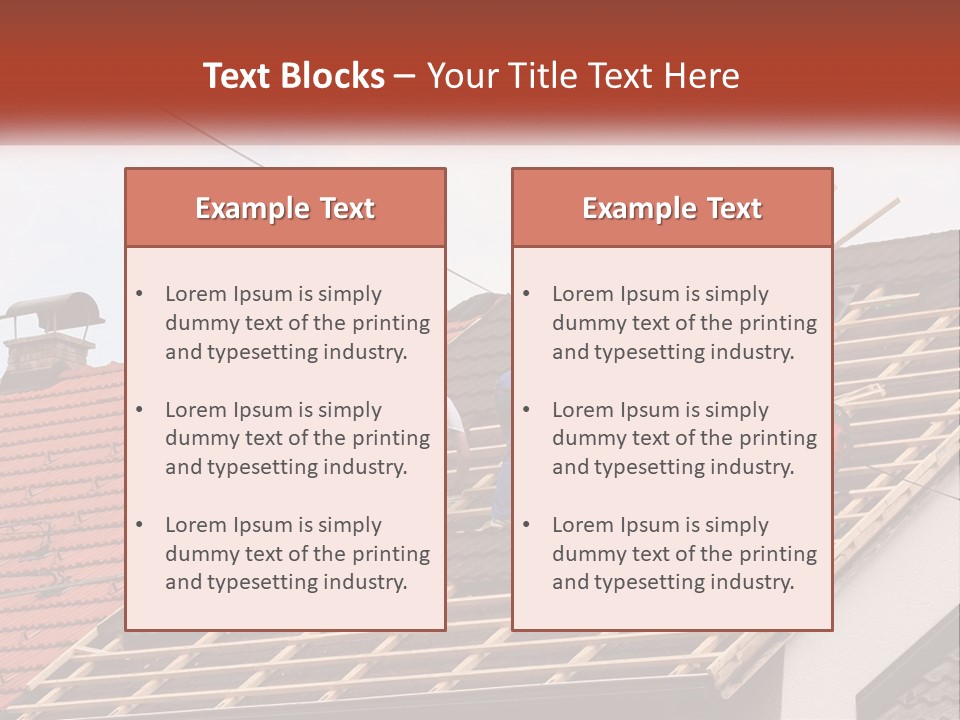 Two Men Working On The Roof Of A House PowerPoint Template