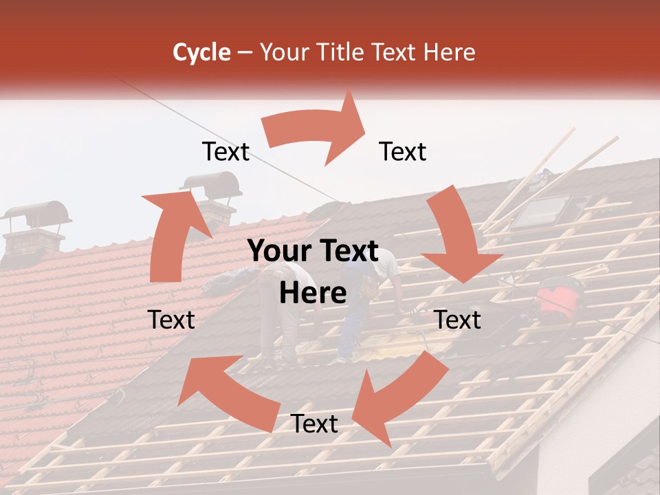 Two Men Working On The Roof Of A House PowerPoint Template
