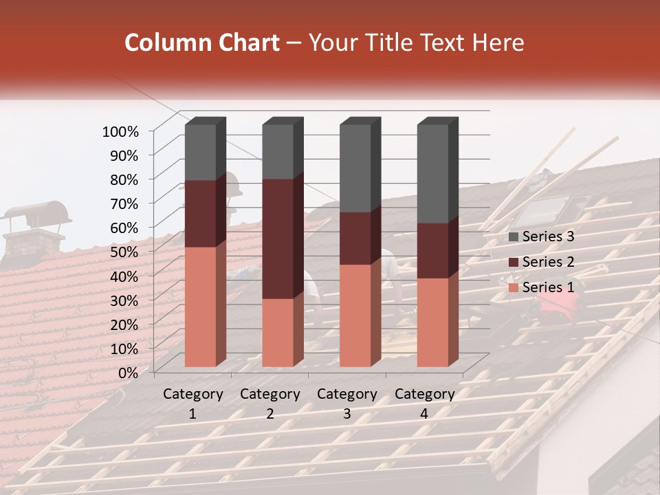 Two Men Working On The Roof Of A House PowerPoint Template