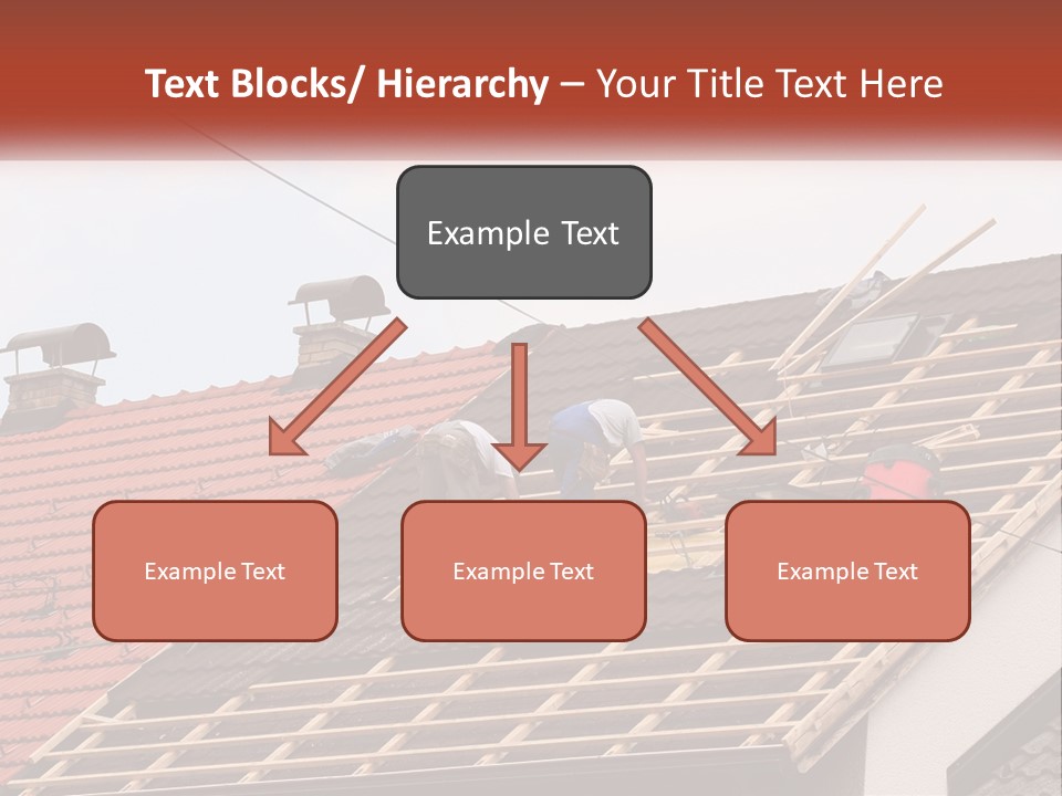 Two Men Working On The Roof Of A House PowerPoint Template