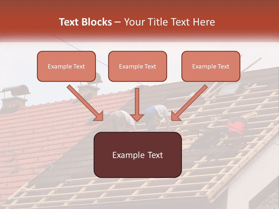 Two Men Working On The Roof Of A House PowerPoint Template