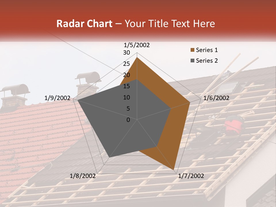 Two Men Working On The Roof Of A House PowerPoint Template