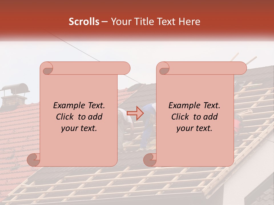 Two Men Working On The Roof Of A House PowerPoint Template