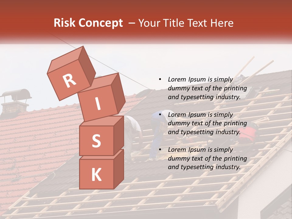 Two Men Working On The Roof Of A House PowerPoint Template