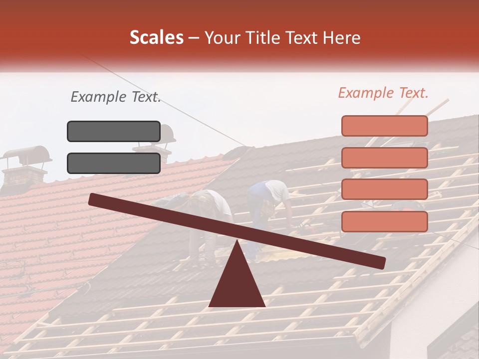 Two Men Working On The Roof Of A House PowerPoint Template