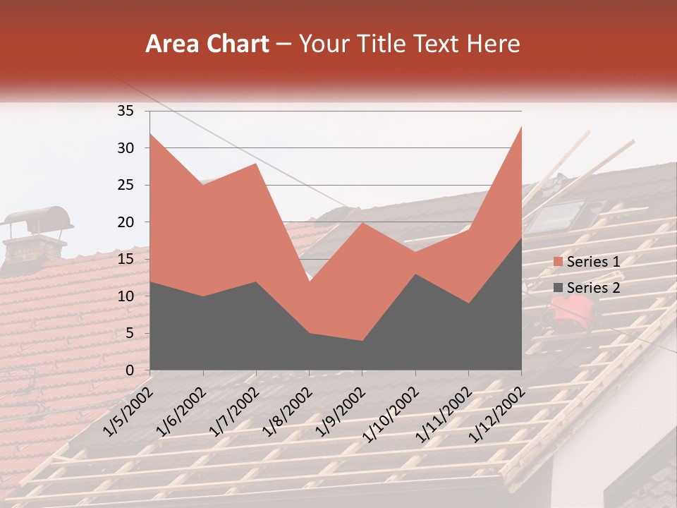Two Men Working On The Roof Of A House PowerPoint Template