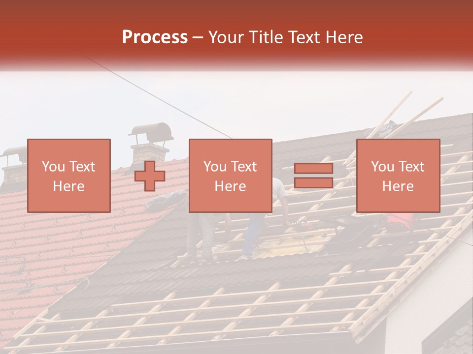 Two Men Working On The Roof Of A House PowerPoint Template