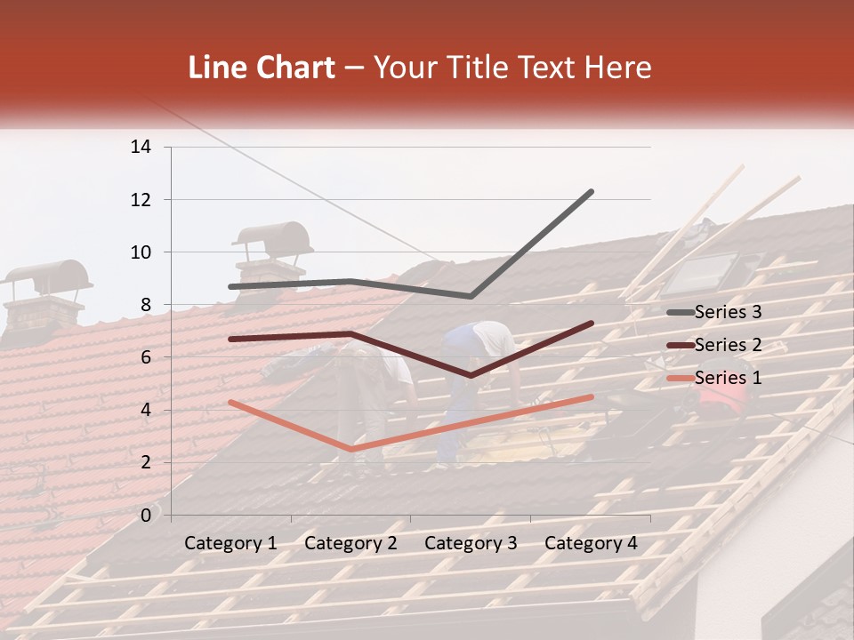 Two Men Working On The Roof Of A House PowerPoint Template