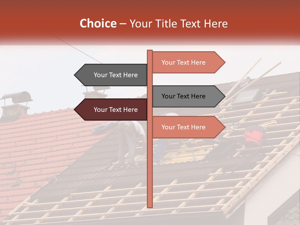 Two Men Working On The Roof Of A House PowerPoint Template