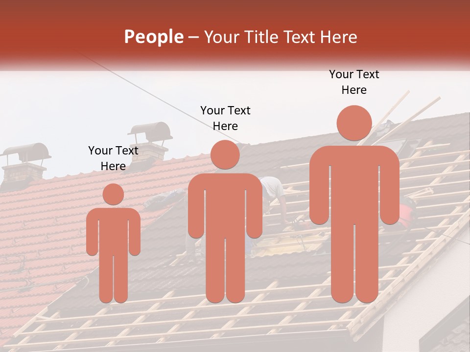 Two Men Working On The Roof Of A House PowerPoint Template