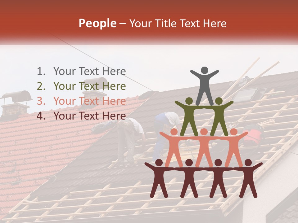 Two Men Working On The Roof Of A House PowerPoint Template