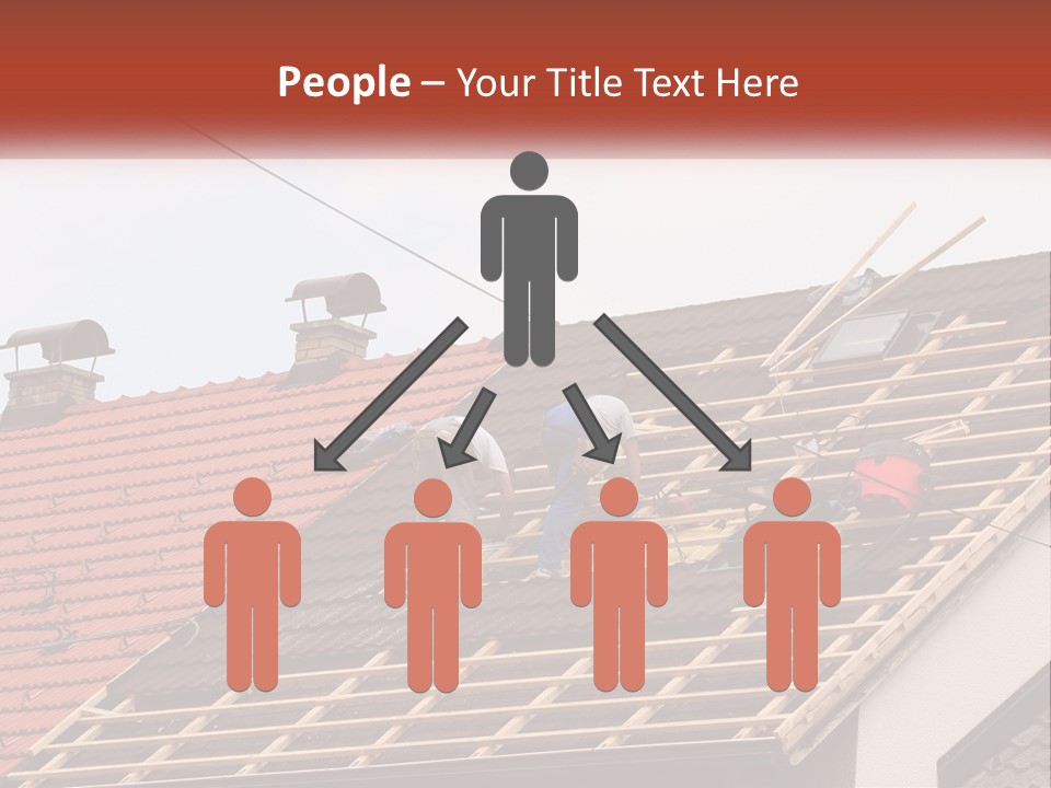 Two Men Working On The Roof Of A House PowerPoint Template