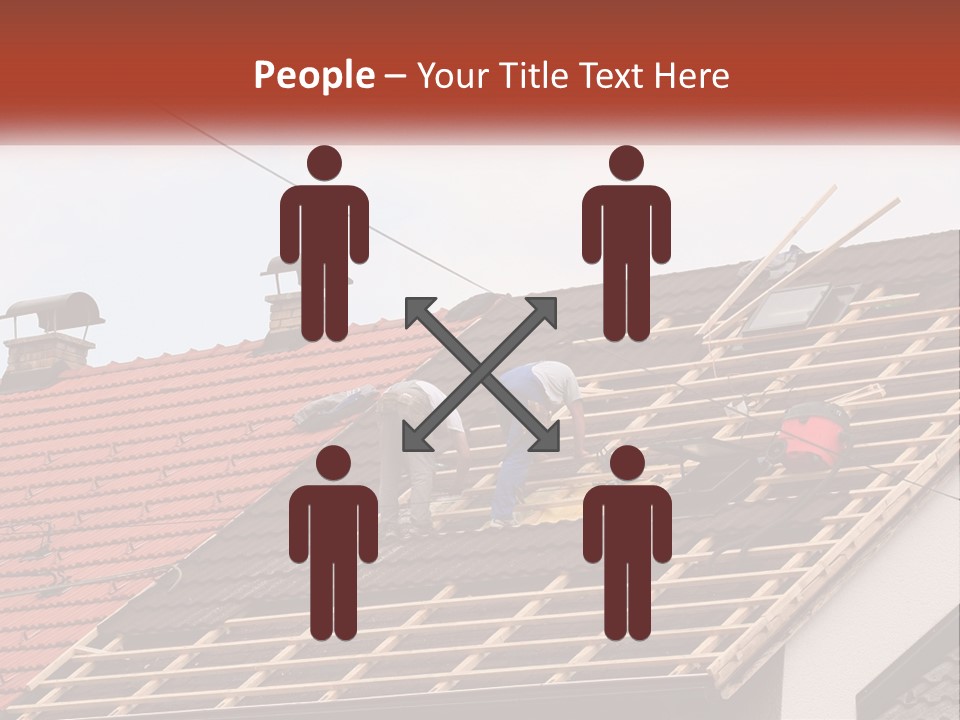 Two Men Working On The Roof Of A House PowerPoint Template