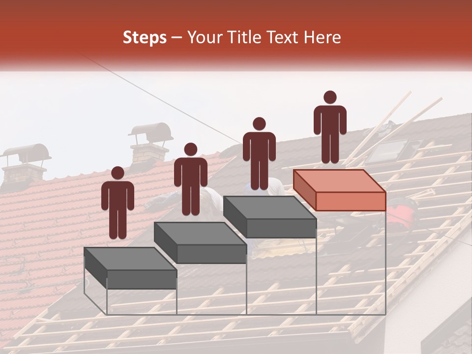 Two Men Working On The Roof Of A House PowerPoint Template