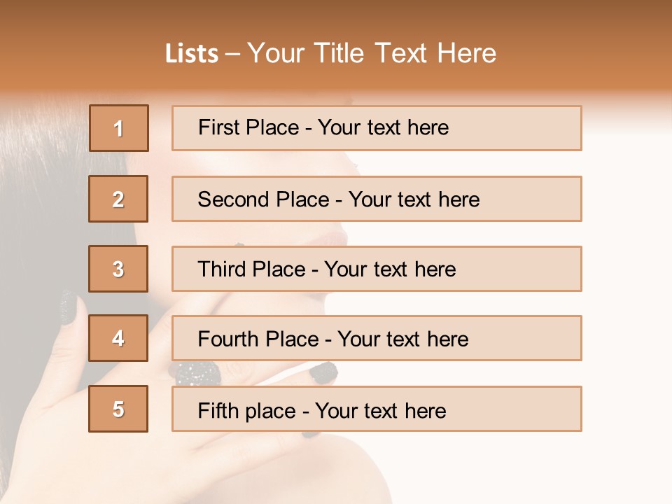 A Woman With A Black Manicure On Her Face PowerPoint Template