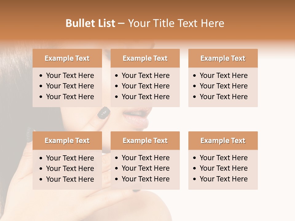 A Woman With A Black Manicure On Her Face PowerPoint Template