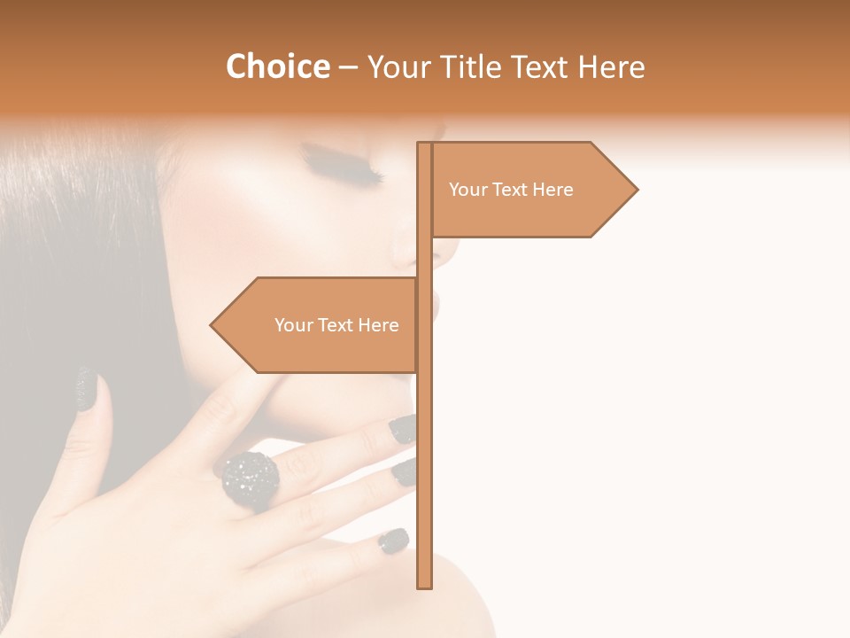 A Woman With A Black Manicure On Her Face PowerPoint Template