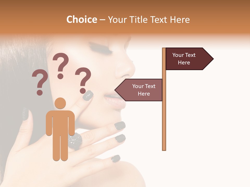 A Woman With A Black Manicure On Her Face PowerPoint Template