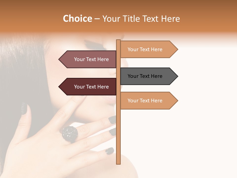 A Woman With A Black Manicure On Her Face PowerPoint Template