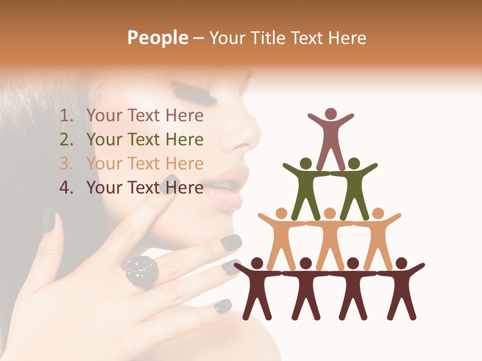 A Woman With A Black Manicure On Her Face PowerPoint Template