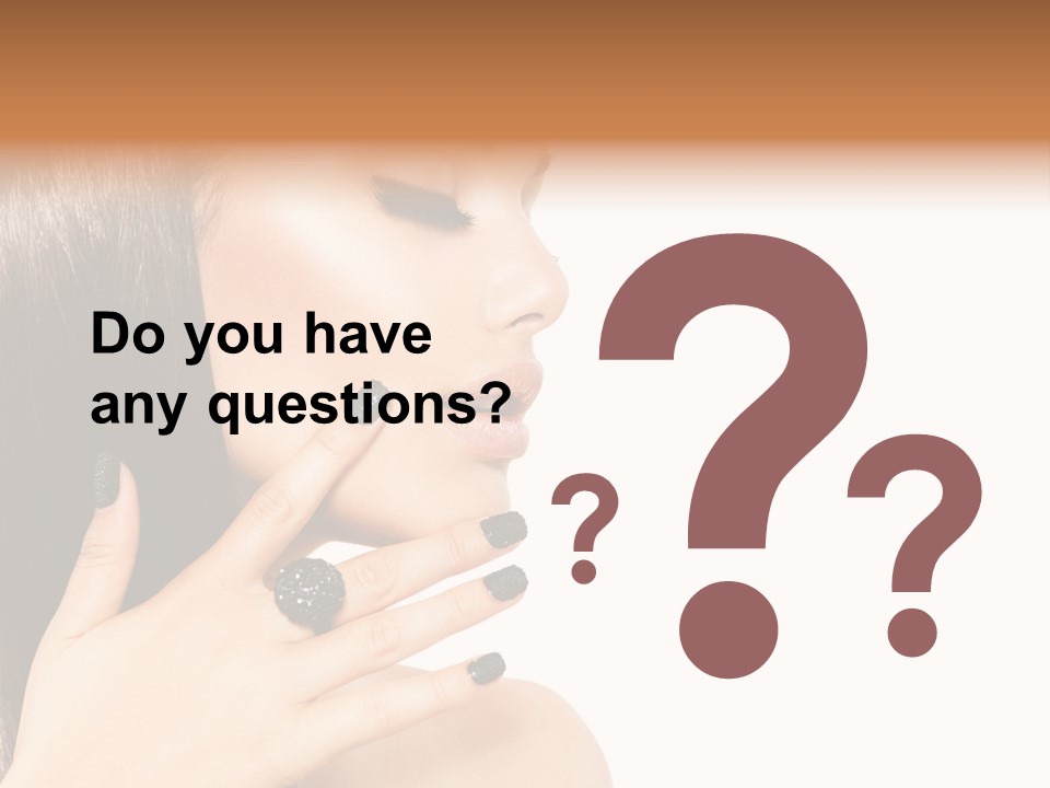 A Woman With A Black Manicure On Her Face PowerPoint Template