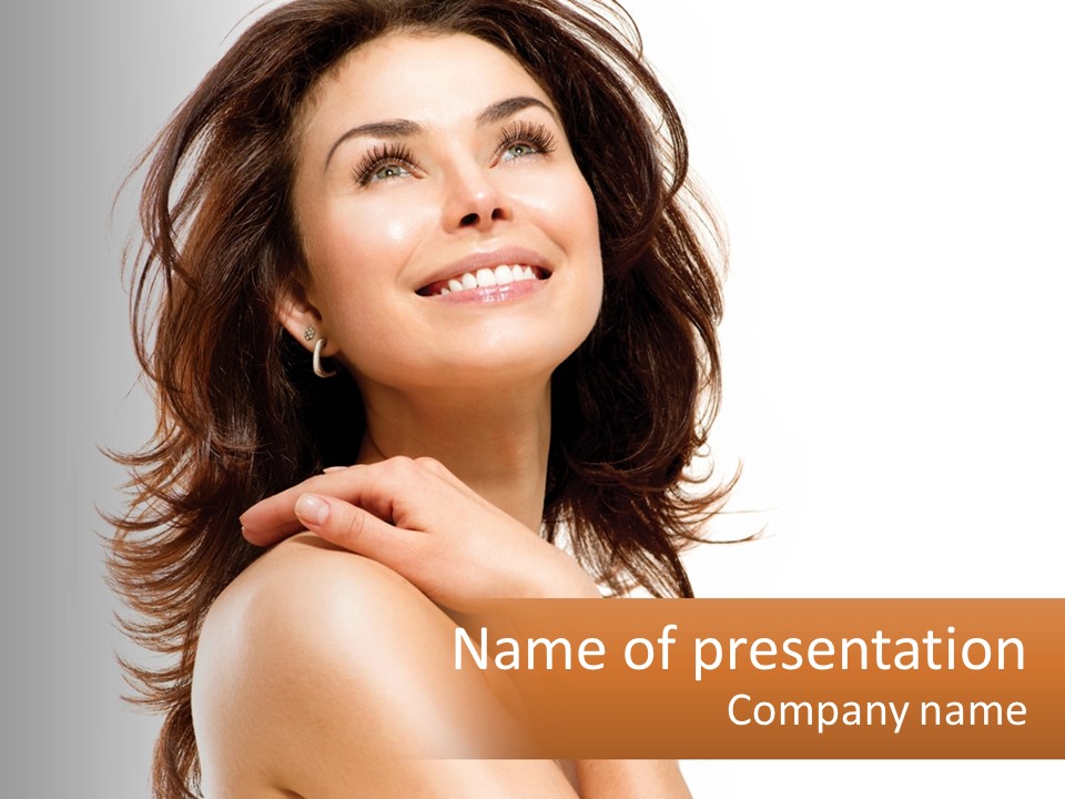 A Beautiful Woman With A Smile On Her Face PowerPoint Template