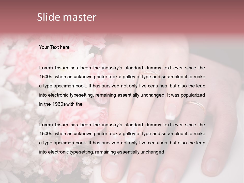 A Bride And Groom Holding A Bouquet Of Flowers PowerPoint Template