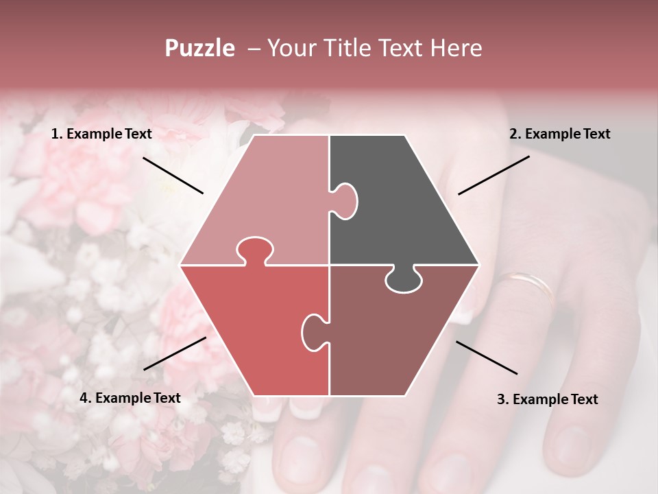 A Bride And Groom Holding A Bouquet Of Flowers PowerPoint Template