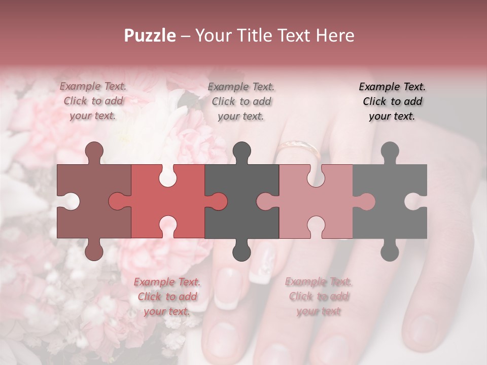 A Bride And Groom Holding A Bouquet Of Flowers PowerPoint Template