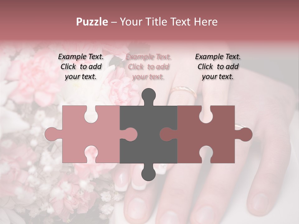 A Bride And Groom Holding A Bouquet Of Flowers PowerPoint Template