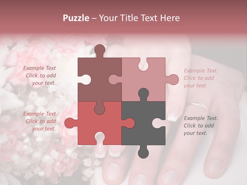 A Bride And Groom Holding A Bouquet Of Flowers PowerPoint Template