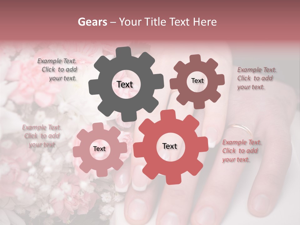 A Bride And Groom Holding A Bouquet Of Flowers PowerPoint Template