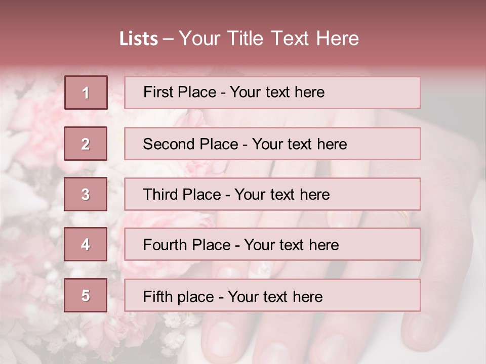 A Bride And Groom Holding A Bouquet Of Flowers PowerPoint Template