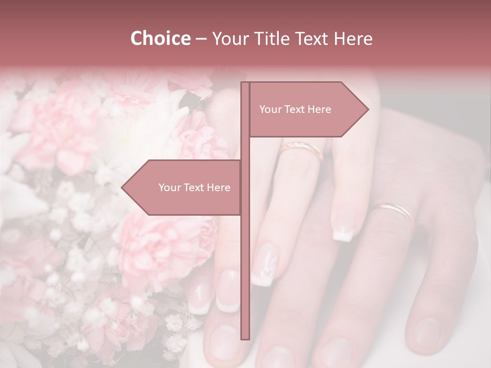 A Bride And Groom Holding A Bouquet Of Flowers PowerPoint Template