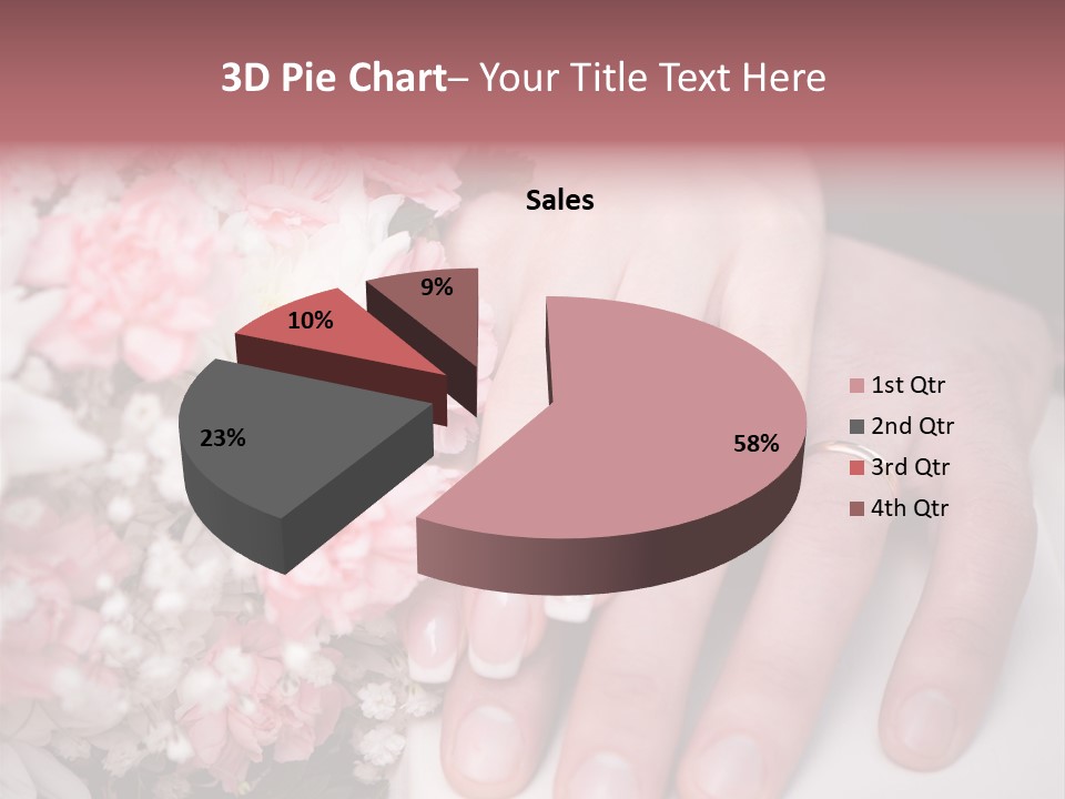 A Bride And Groom Holding A Bouquet Of Flowers PowerPoint Template