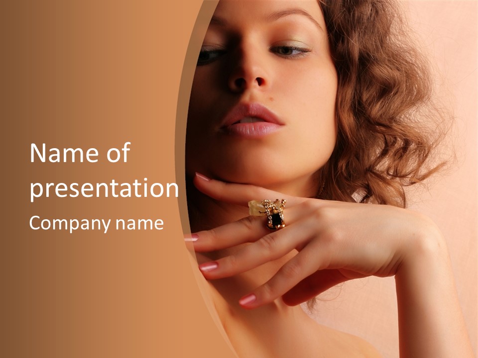 A Beautiful Woman With A Ring On Her Finger PowerPoint Template