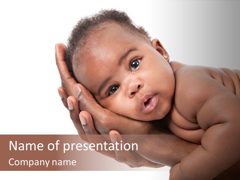 A Baby Is Being Held In His Hands PowerPoint Template