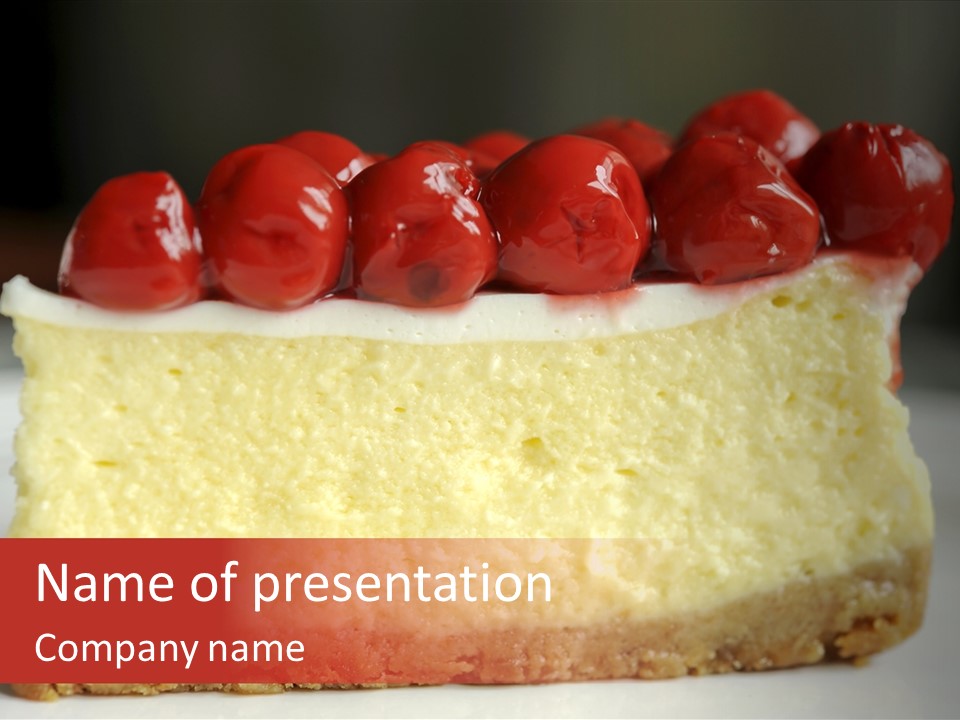 A Piece Of Cheesecake With Cherries On Top PowerPoint Template