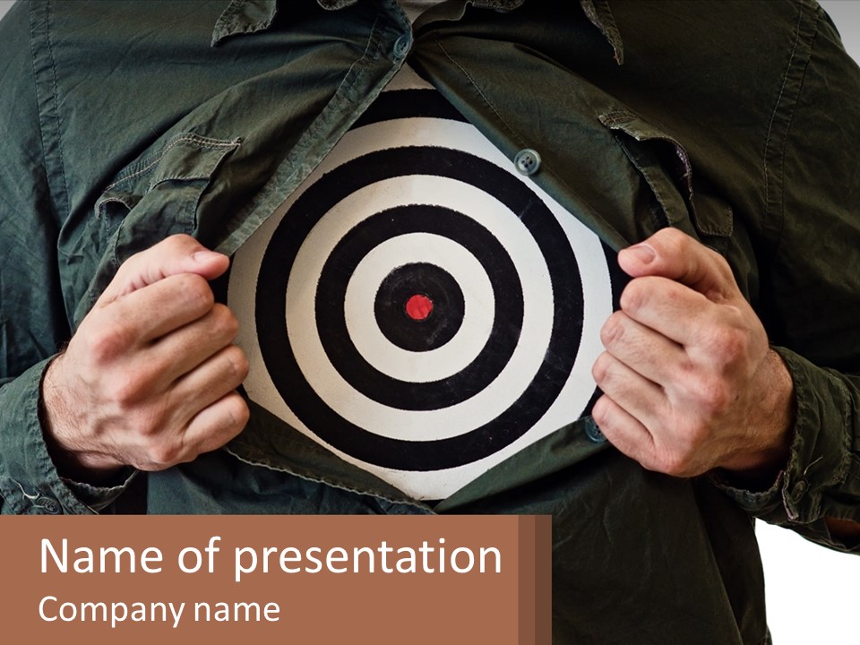 A Man Holding A Dart In Front Of A Target PowerPoint Template