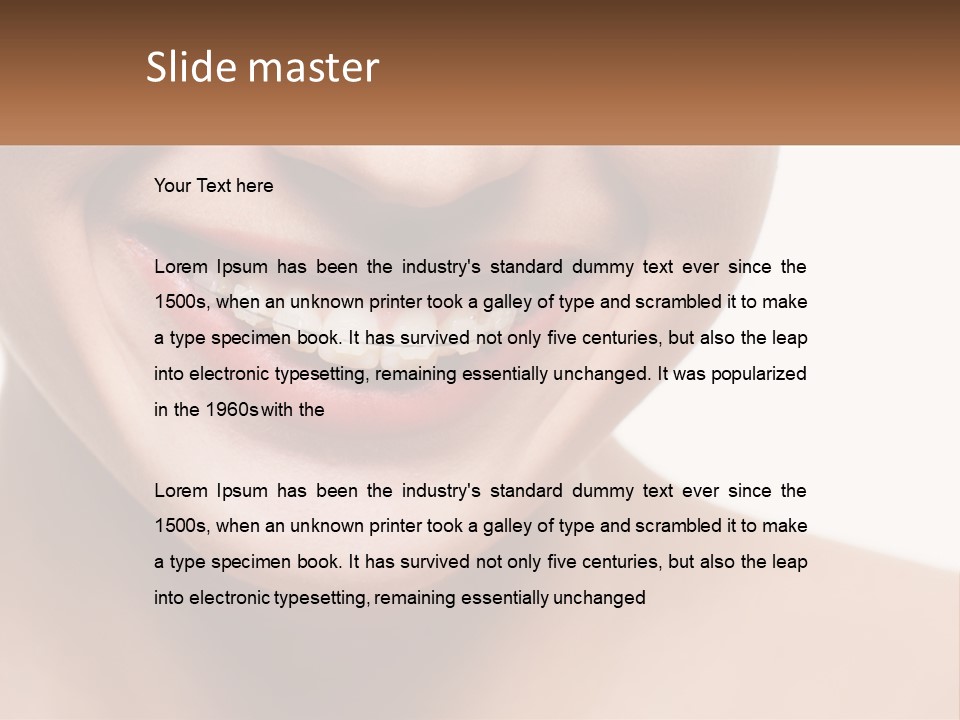 A Woman Smiling With A White Smile On Her Face PowerPoint Template