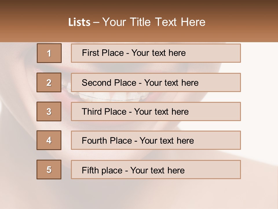 A Woman Smiling With A White Smile On Her Face PowerPoint Template