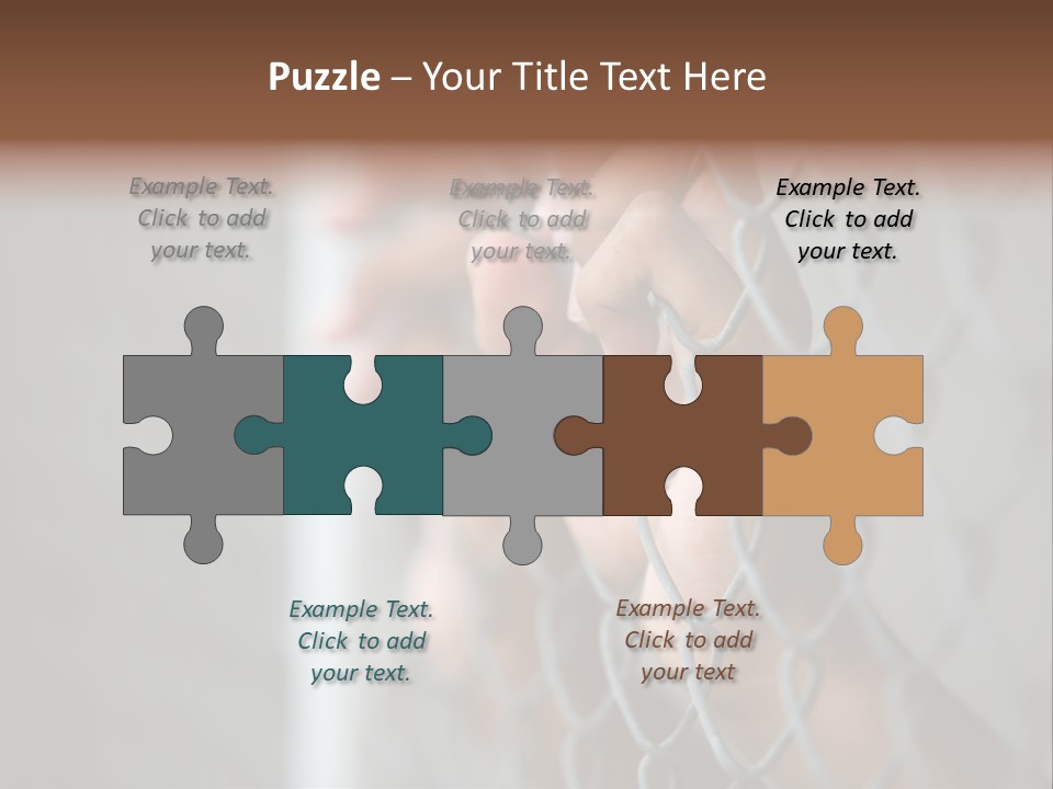 A Person Holding A Chain Link Fence With Their Hands PowerPoint Template