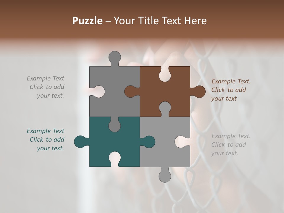 A Person Holding A Chain Link Fence With Their Hands PowerPoint Template
