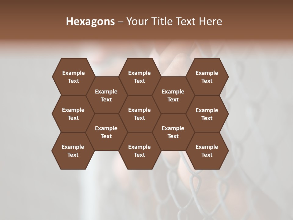 A Person Holding A Chain Link Fence With Their Hands PowerPoint Template