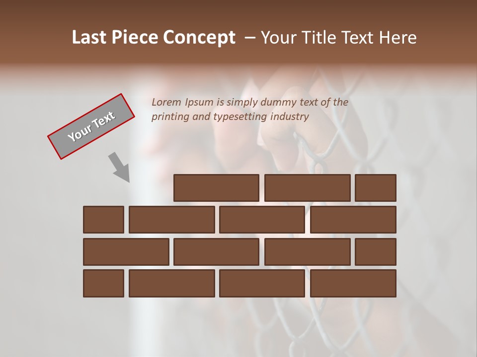 A Person Holding A Chain Link Fence With Their Hands PowerPoint Template