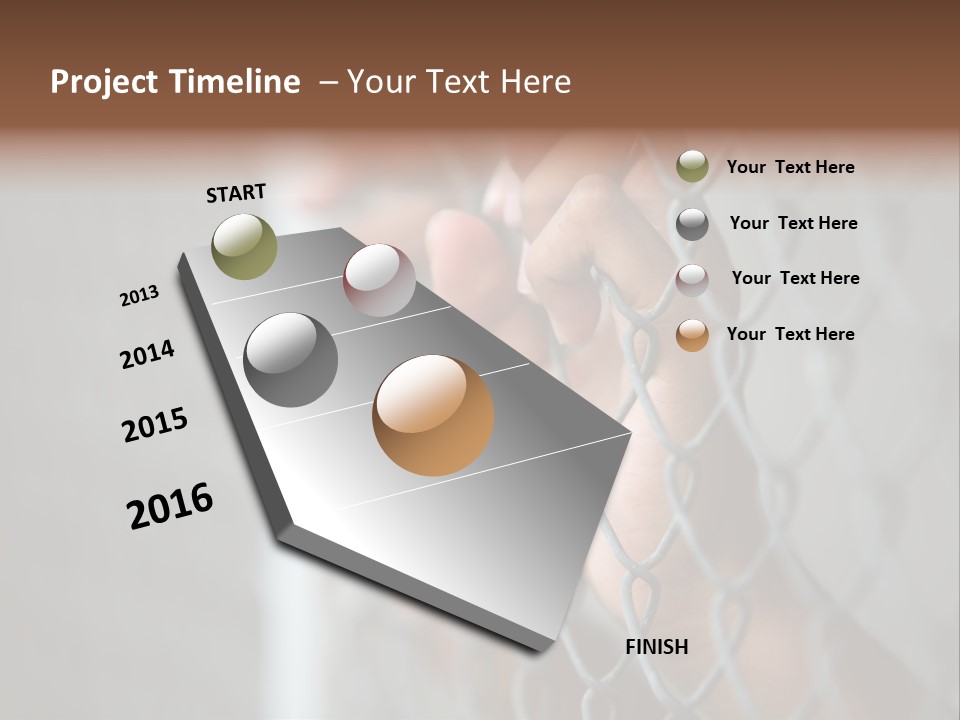 A Person Holding A Chain Link Fence With Their Hands PowerPoint Template