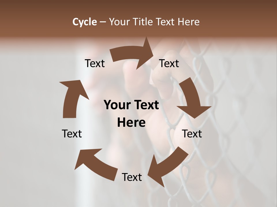 A Person Holding A Chain Link Fence With Their Hands PowerPoint Template